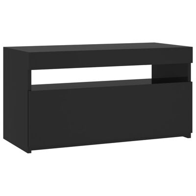 vidaXL TV-benk med LED-lys svart 75x35x40 cm