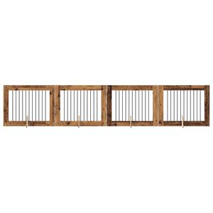 vidaXL Hundegate med stender 4 pcs Gammelt tre 100 x 80 cm