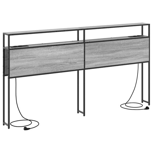 vidaXL Lagringshodegavl med hylle Gr&aring; sonoma 200 cm Konstruert tre