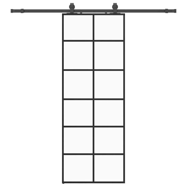 vidaXL Skyved&oslash;r med monteringssett svart 76x205 cm ESG-glass