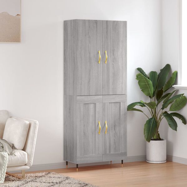 vidaXL Highboard gr&aring; sonoma 69,5x34x180 cm konstruert tre