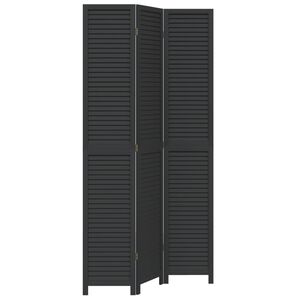 vidaXL Romdeler 3 paneler svart heltre keisertre
