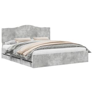vidaXL Sengestamme med skuff BetongGr&aring; 200 x 200 cm Ingeni&oslash;rtre