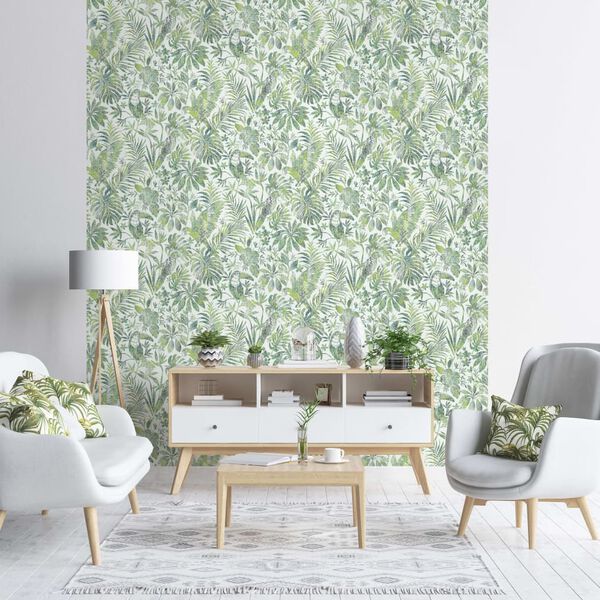 DUTCH WALLCOVERINGS Veggpanel blader og tukan grønn