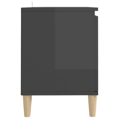 vidaXL TV-benk med ben i heltre høyglans grå 103,5x35x50 cm