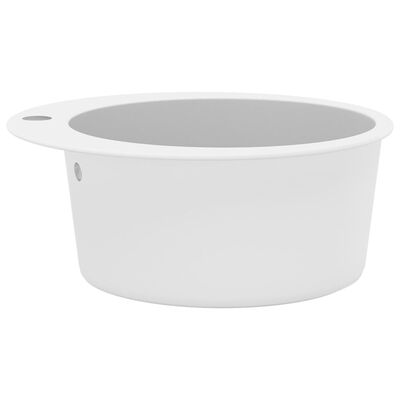 vidaXL Kjøkkenvask enkel kum granitt rund hvit