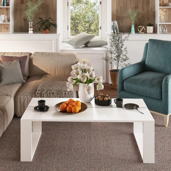 vidaXL Salongbord hvit 110x50x35 cm konstruert tre