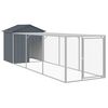 vidaXL H&oslash;nsebur med g&aring;rd antrasitt 117x405x123 cm galvanisert st&aring;l