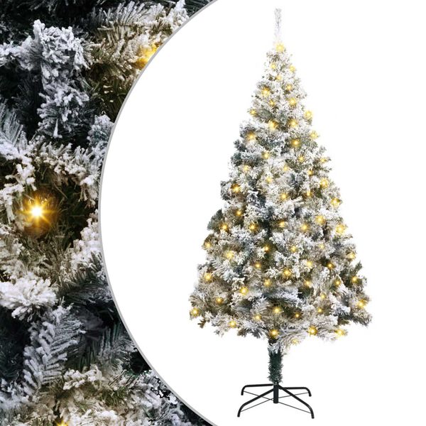vidaXL Kunstig juletre med 300 LED Hvit 180 cm PVC og St&aring;l og Plast