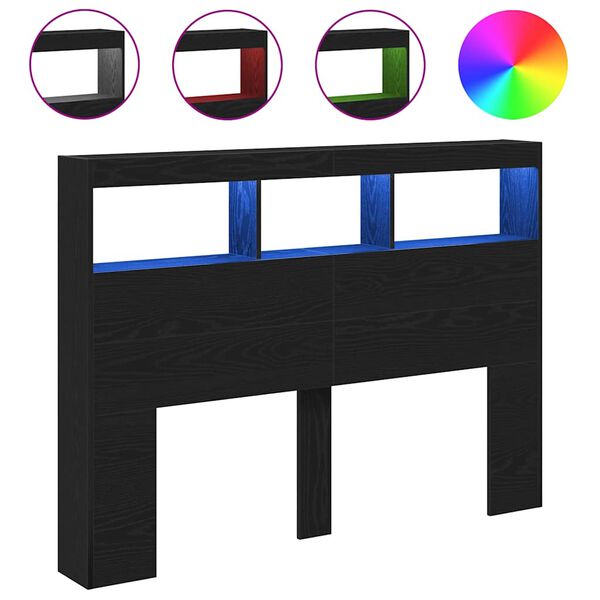 vidaXL Hodegavl skap med LED svart eik 140x17x102 cm