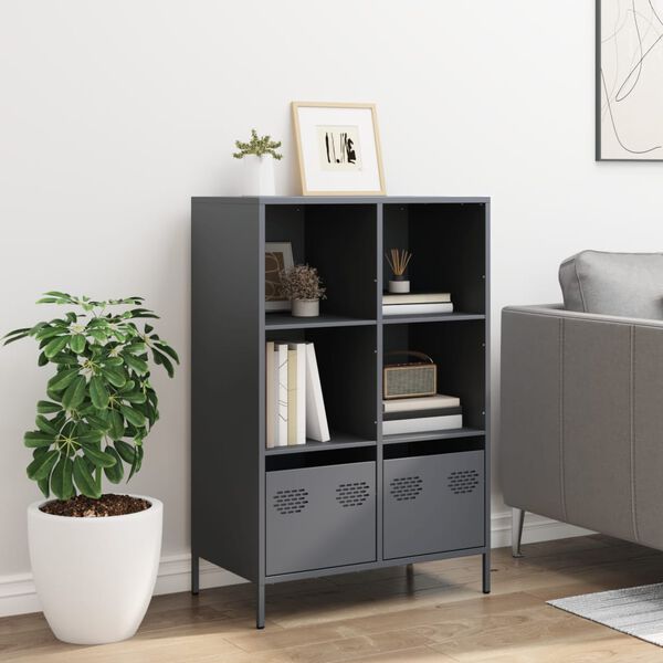 vidaXL Highboard antrasitt 68x39x103,5 cm stål