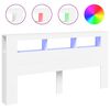 vidaXL Sengegavl med LED hvit 200x18,5x103,5 cm konstruert tre