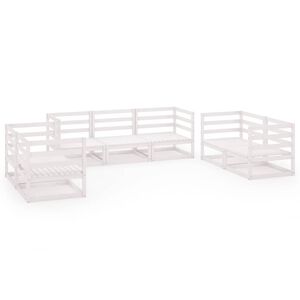 vidaXL Hagesofagruppe 7 deler hvit heltre furu