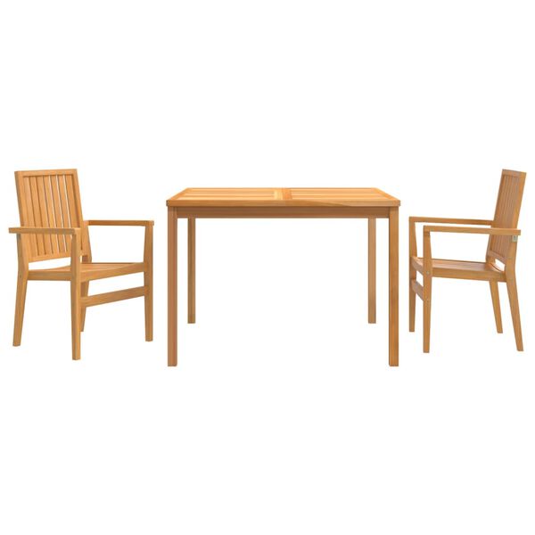 vidaXL Hagespisegruppe 3 deler heltre teak