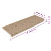 vidaXL Selvklebende trappematter sisal-utseende 15 stk 65x21x4 cm sand