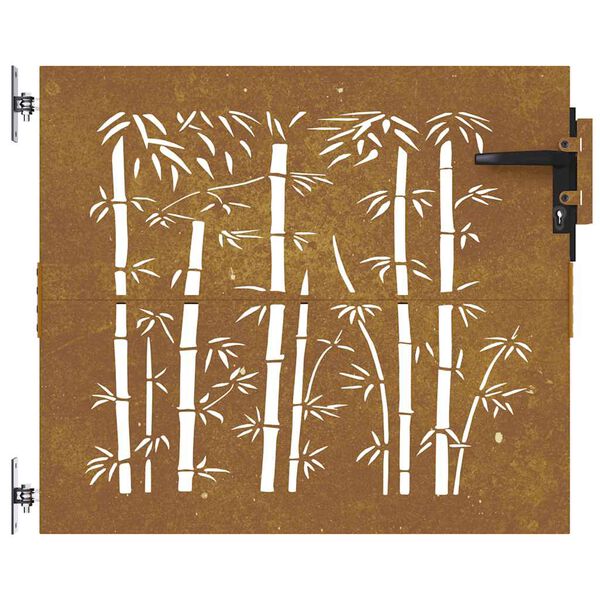 vidaXL Hageport 85x75 cm cortenstål bambusdesign