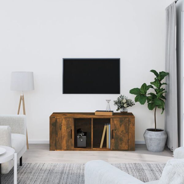 vidaXL TV-benk røkt eik 100x35x40 cm konstruert tre