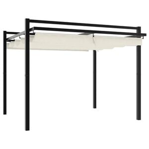 vidaXL Hagepaviljong med uttrekkbar tak kremhvit 3x3 m aluminium