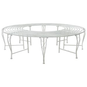 vidaXL Trebens 8-Antall seter &Oslash; 160 x 44 cm St&aring;l Antikk hvit Rund