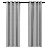 vidaXL Lystette gardiner med maljer og lin-design 2 stk grå 140x175 cm