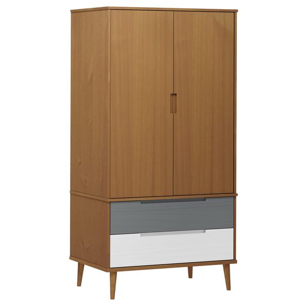 vidaXL Garderobe MOLDE brun 90x55x175 cm heltre furu