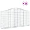 vidaXL Gabionkurver buede 18 stk 200x30x100/120 cm galvanisert jern