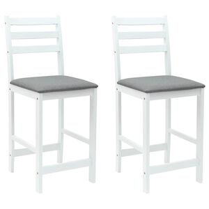 vidaXL Spisestoler 2 stk. Solid Gummitre Hvit 40 x 47,5 x 99,5 cm