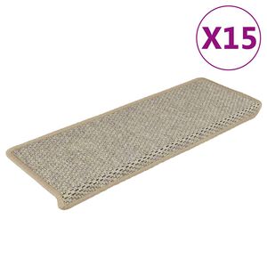 vidaXL Selvklebende trappematter sisal 15 stk 65x21x4 cm lysegr&oslash;nn