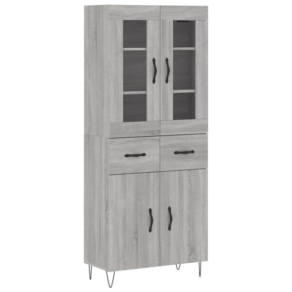 vidaXL Highboard gr&aring; sonoma 69,5x34x180 cm konstruert tre
