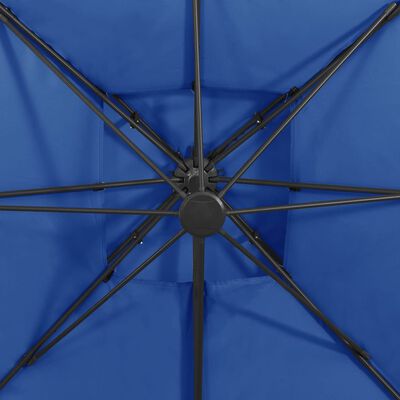 vidaXL Hengeparasoll med dobbel topp 300x300 cm asurblå
