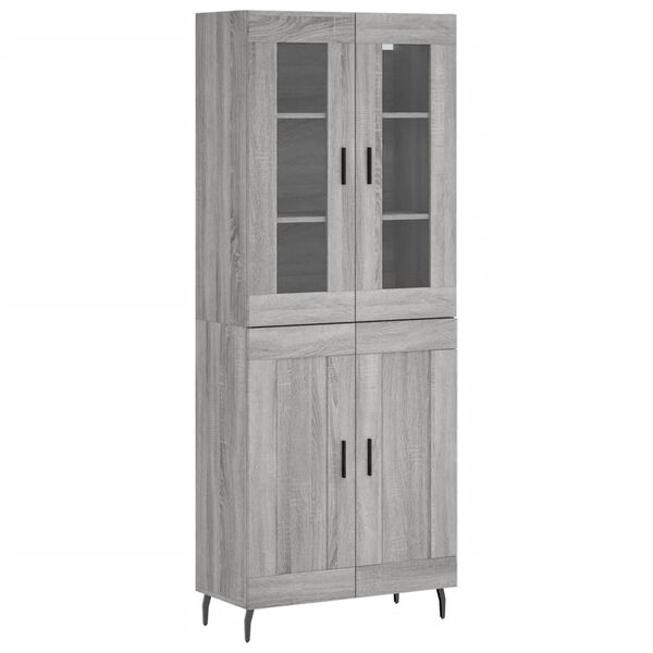vidaXL Highboard gr&aring; sonoma 69,5x34x180 cm konstruert tre