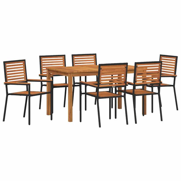 vidaXL Hage Spisegruppe 7 pcs Svart Poly rattan