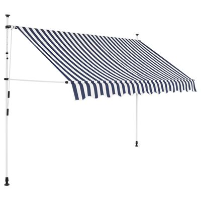 vidaXL Manuell uttrekkbar markise 300 cm blå og hvite striper
