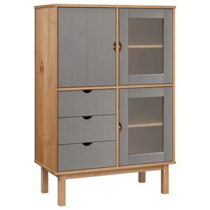vidaXL Highboard OTTA brun og gr&aring; 85x43x125 cm heltre furu
