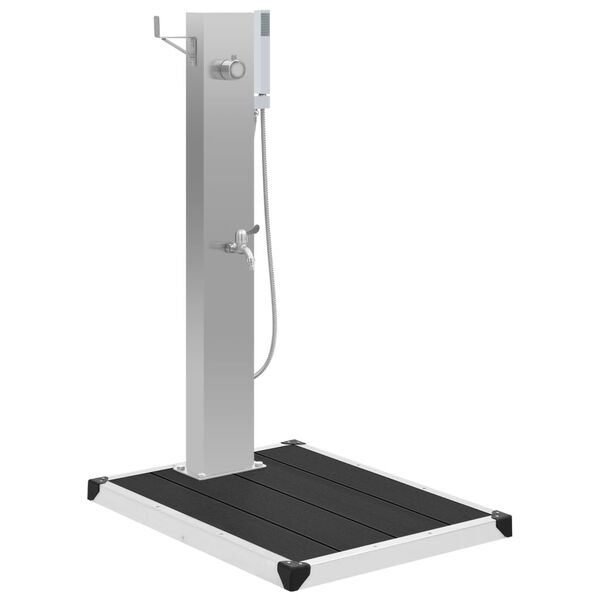 vidaXL Utend&oslash;rs dusj med brett WPC rustfritt st&aring;l