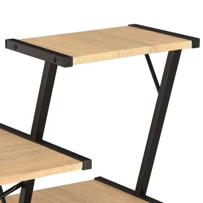 vidaXL Skrivebord med hylle svart og eik 116x50x93 cm