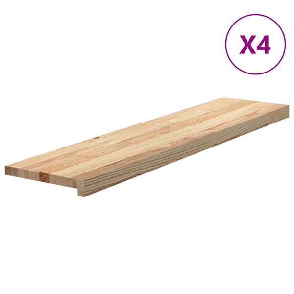 vidaXL Trappetrinn 4 stk ubehandlet 110x25x2 cm heltre eik