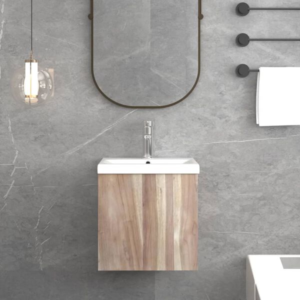 vidaXL Veggmontert baderomsskap 41x38x40 cm heltre teak