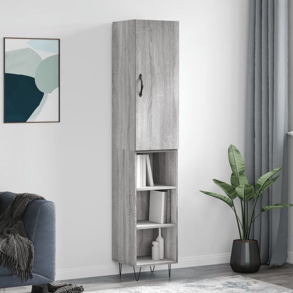 vidaXL Highboard gr&aring; sonoma 34,5x34x180 cm konstruert tre