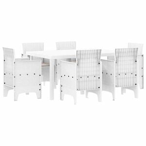 vidaXL Hage Spisegruppe 7 stk. Hvit Polt rattan