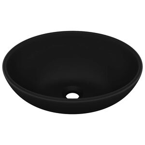 vidaXL Luksuri&oslash;s servant ovalformet matt svart 40x33 cm keramisk