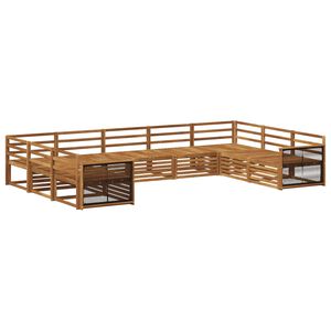vidaXL Utend&oslash;rs sofa-sett 9 pcs Naturlig Solid akasietre