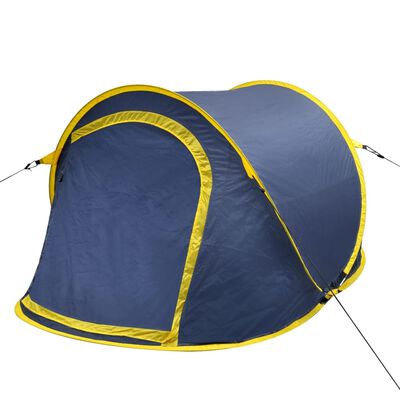 vidaXL Popup-campingtelt 2 personer marineblå/gul