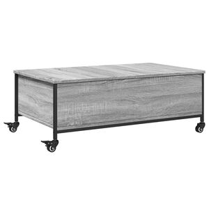 vidaXL Salongbord med&nbsp;hjul gr&aring; sonoma 91x55x34 cm konstruert&nbsp;tre