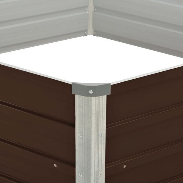 vidaXL Forh&oslash;yet hagebed brun 129x129x45 cm galvanisert st&aring;l