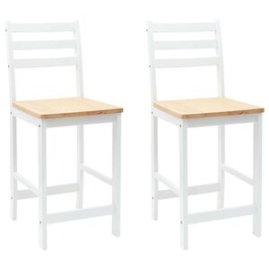 vidaXL Spisestoler 2 stk. Solid Gummitre Hvit 40 x 47,5 x 99,5 cm