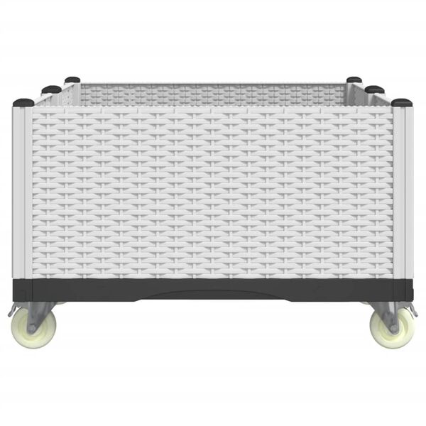 vidaXL Plantekasse med hjul hvit 100x80x54 cm PP