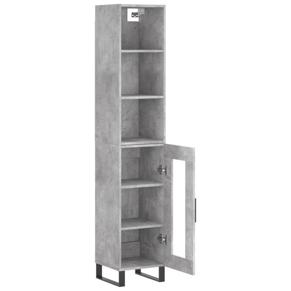 vidaXL Highboard betonggr&aring; 34,5x34x180 cm konstruert tre