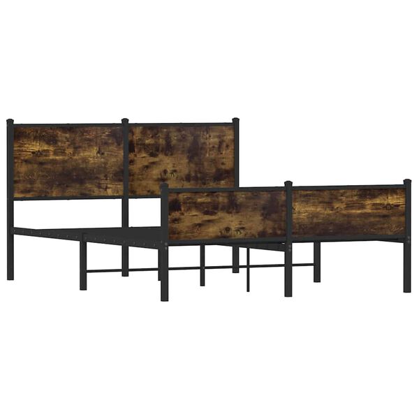 vidaXL Sengeramme i metall uten madrass r&oslash;kt eik 137x190 cm