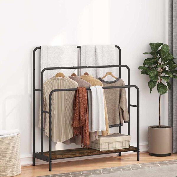 vidaXL Klesstativ med hylle R&oslash;kt eik 90 x 30 x 100,5 cm Konstruert tre